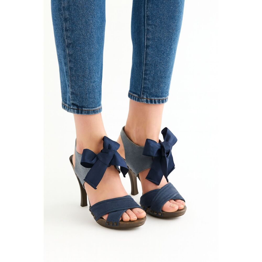 Stella McCartney Blue Denim Lace Up High Heels Sandals Women's Sz EU 41 US 10.5